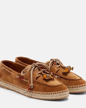 Aquazzura Seafarer Beaded Suede Espadrilles - Brown