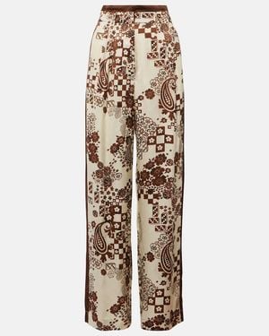 ALÉMAIS Printed High-Rise Wide-Leg Trousers - Natural