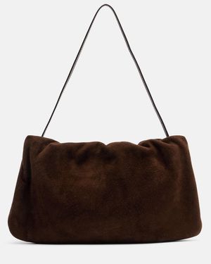 The Row Schultertasche Bourse Medium Aus Veloursleder - Braun