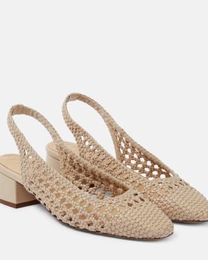 Souliers Martinez Nova Tarragona Leather Slingback Court Shoes - Natural