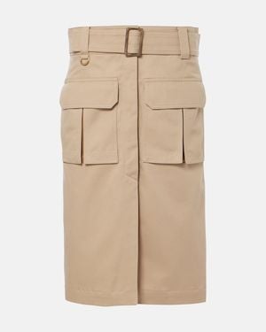 Chloé Cotton Gabardine Safari Midi Skirt - Natural