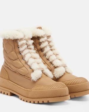 Aquazzura Glacier Shearling-Lined Lace-Up Boots - Natural