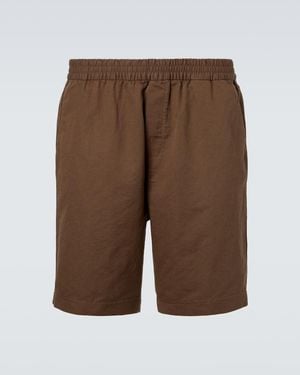 Sunspel Cotton And Linen Shorts - Brown