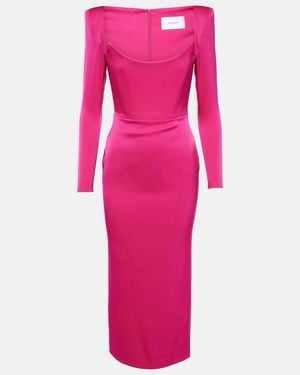 Alex Perry Crepe Satin Midi Dress - Pink