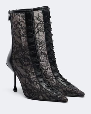 Jimmy Choo Scarlett Leather-Trimmed Lace Ankle Boots - Black