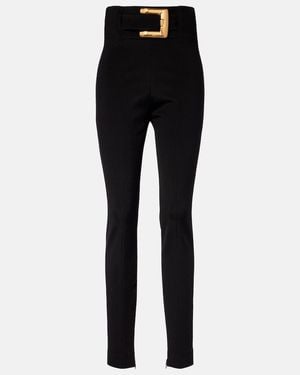 Balmain High-Rise Slim Trousers - Black
