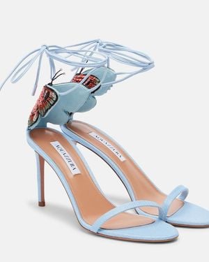 Aquazzura Papillon D'Amour Embellished Sandals - Blue