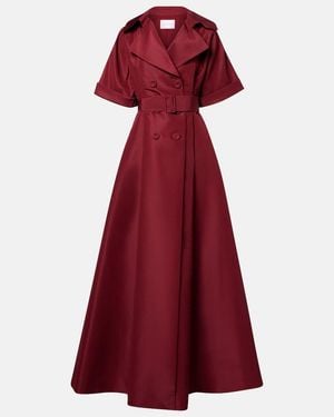 Carolina Herrera Belted Silk Gown - Red