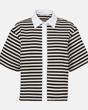 Max Mara Wilson Striped Poplin-Trimmed Jersey Shirt - Black