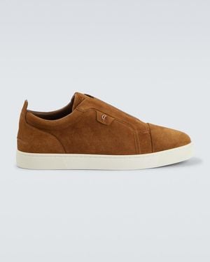 Christian Louboutin St Louis Low-Top Leather Trainers - Brown