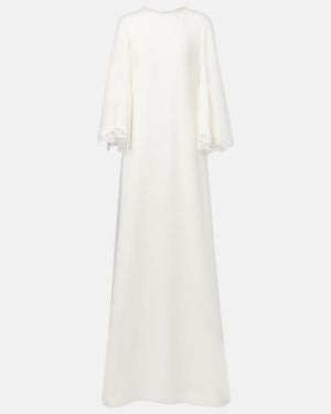 Oscar de la Renta Lace-Trimmed Silk-Blend Georgette Kaftan - White