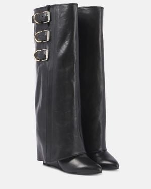 Givenchy Shark Lock Buckles 60 Leather Knee-High Boots - Black