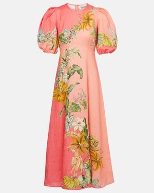 ALÉMAIS Anika Floral Linen Maxi Dress - Orange