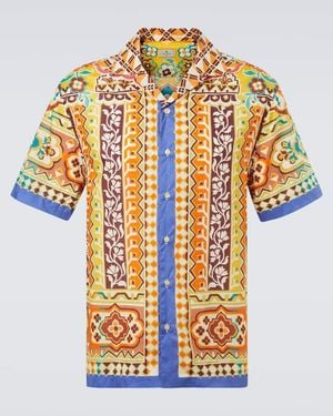 Etro Patterned Basket Shirt With Short Sleeves - Metallic