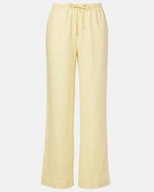 Asceno Aurelia Linen Wide-Leg Trousers - Yellow