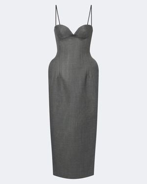 Magda Butrym Wool Corset Cocktail Dress - Gray