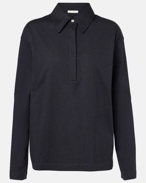 The Row Roddie Cotton And Silk Jersey Polo Shirt - Blue