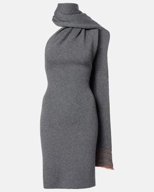 Etro Wool And Cashmere-Blend Minidress - Gray