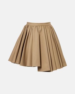 Self-Portrait Gathered Cotton Miniskirt - Natural