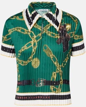 Acne Studios Printed Pleated Top - Green