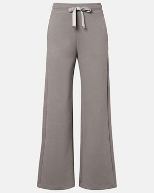 Max Mara Cotton-Blend Wide-Leg Sweatpants - Gray