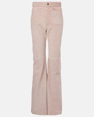 Chloé High-Rise Suede Straight Trousers - Pink