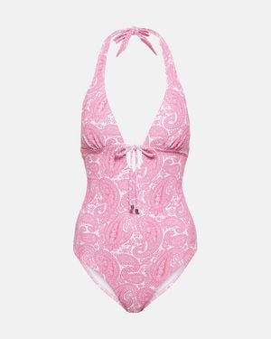 Heidi Klein Ischia Printed Halterneck Swimsuit - Pink