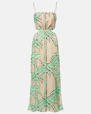 Johanna Ortiz Beach Harmony Linen Maxi Dress - Green