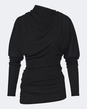 Proenza Schouler Golda Draped Jersey Top - Black