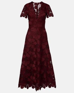 Elie Saab Guipure Lace Silk-Blend Maxi Dress - Red