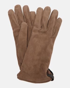 Brunello Cucinelli Monili Suede Gloves - Brown