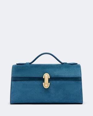 SAVETTE Symmetry Pochette Small Suede Top-Handle Bag - Blue