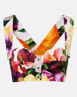 Dolce & Gabbana Floral Cotton Crop Top - Pink
