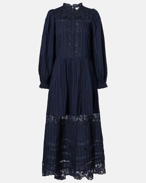 Ulla Johnson Amelie Lace And Cotton Midi Dress - Blue