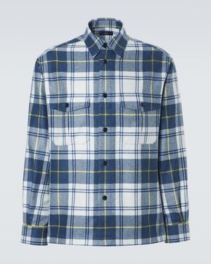 dunhill Plaid Cashmere Overshirt - Blue