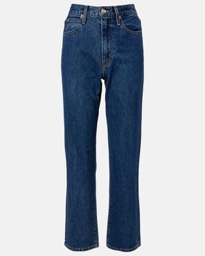 SLVRLAKE Denim London Cropped High-Rise Straight Jeans - Blue