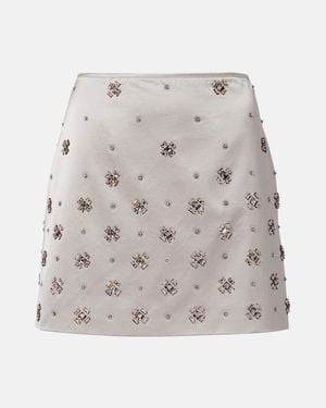 Veronica Beard Olenna Embellished Cotton-Blend Miniskirt - Grey