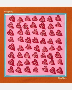 Max Mara Printed Silk Twill Scarf - Red