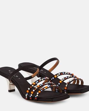 Marni Melrose Crystal-Embellished Satin Mules - Black