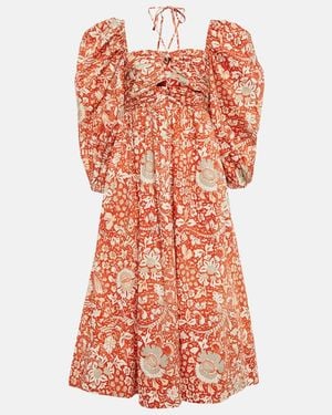 Ulla Johnson Alessa Printed Cotton Midi Dress - Orange