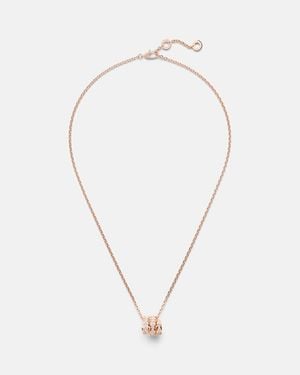 BVLGARI Serpenti Viper 18Kt Rose Pendant Necklace With Diamonds - Metallic