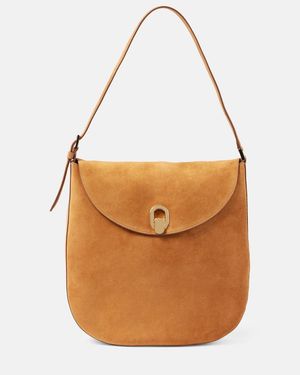 SAVETTE Tondo Large Suede Shoulder Bag - Brown