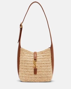 Saint Laurent Le 5 A 7 Baby Raffia Shoulder Bag - Natural