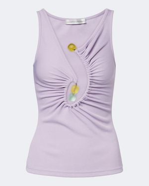 Christopher Esber Spiral Beach Glass Ribbed-Knit Jersey Top - Purple