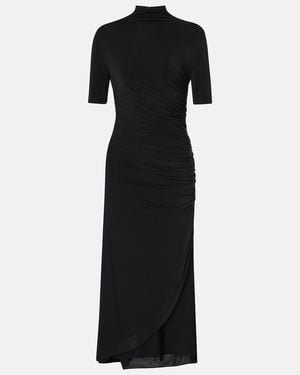 Alaïa Draped Asymmetric Midi Dress - Black