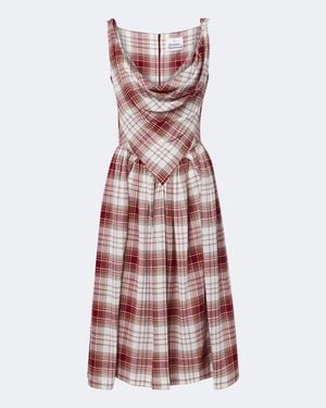 Vivienne Westwood Sunday Draped Tartan Crepe Midi Dress - Purple