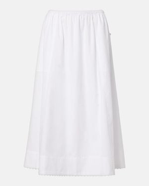 Vince Falda Midi De Popelin De Algodon - Blanco