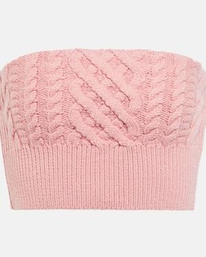 Emilia Wickstead Bimba Wool Cropped Bustier - Pink