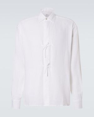 Kiton Dorian Bow-Detail Linen Shirt - White