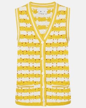 The Upside Goldie Watson Cotton Crochet Vest - Yellow